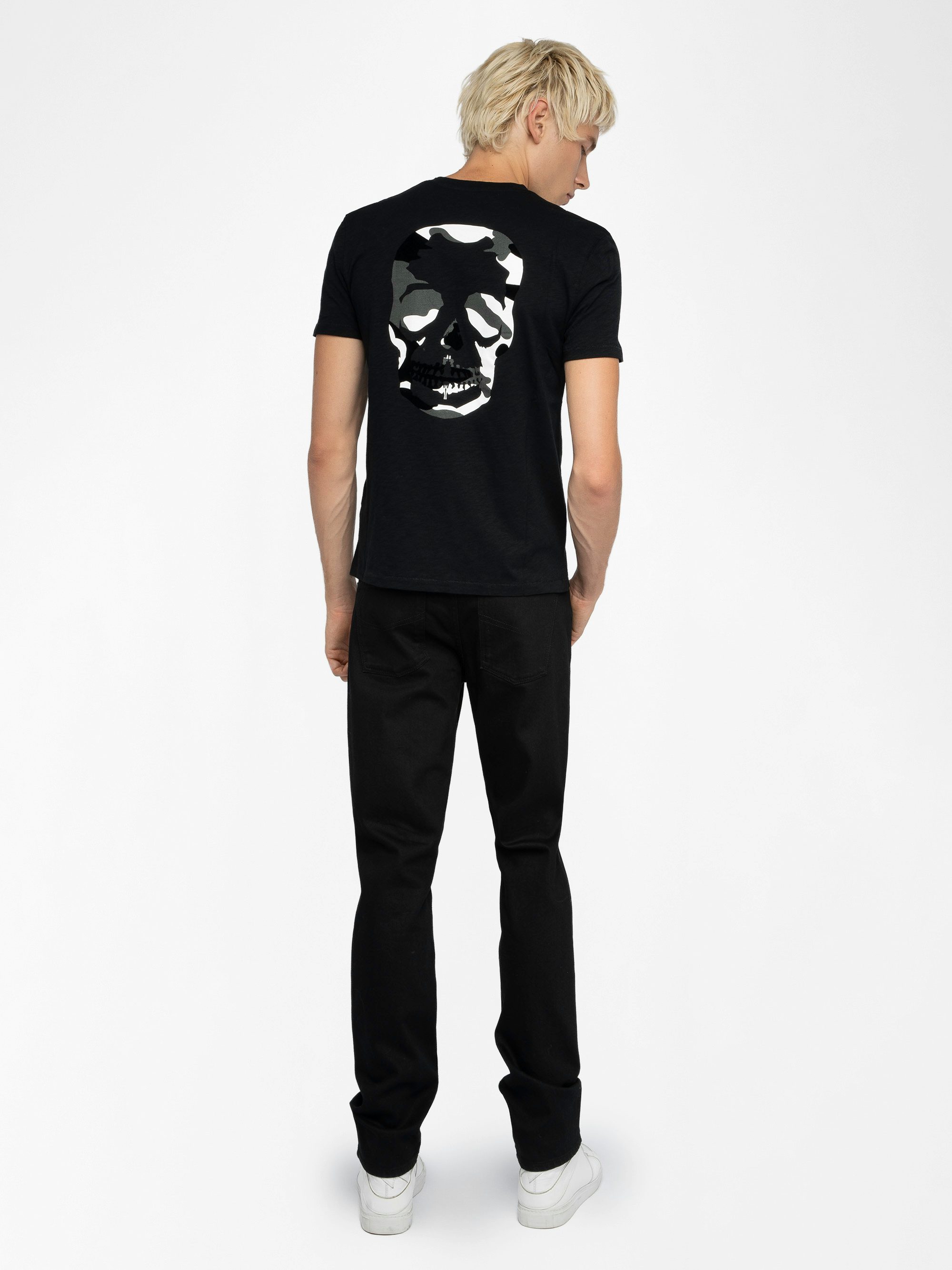 T-Shirt Stockholm - Kurzärmliges T-Shirt mit Totenkopf-Print auf der Rückseite und Tasche vorne.